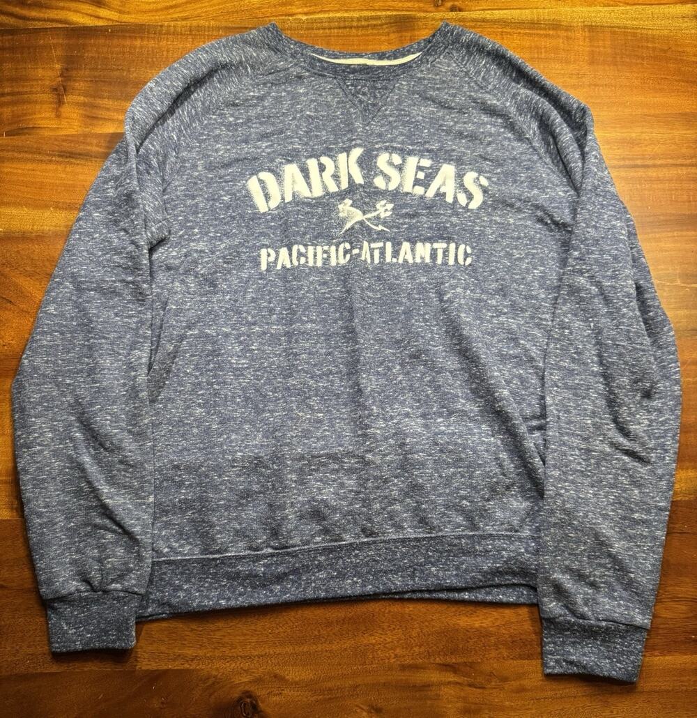 Dark Seas Division Men’s Navy Heathered “pacific Atlantic” Sweatshirt Sz M